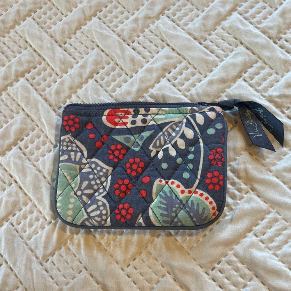 Vera Bradley Quilted Floral Pouch - Red, Blue, Green